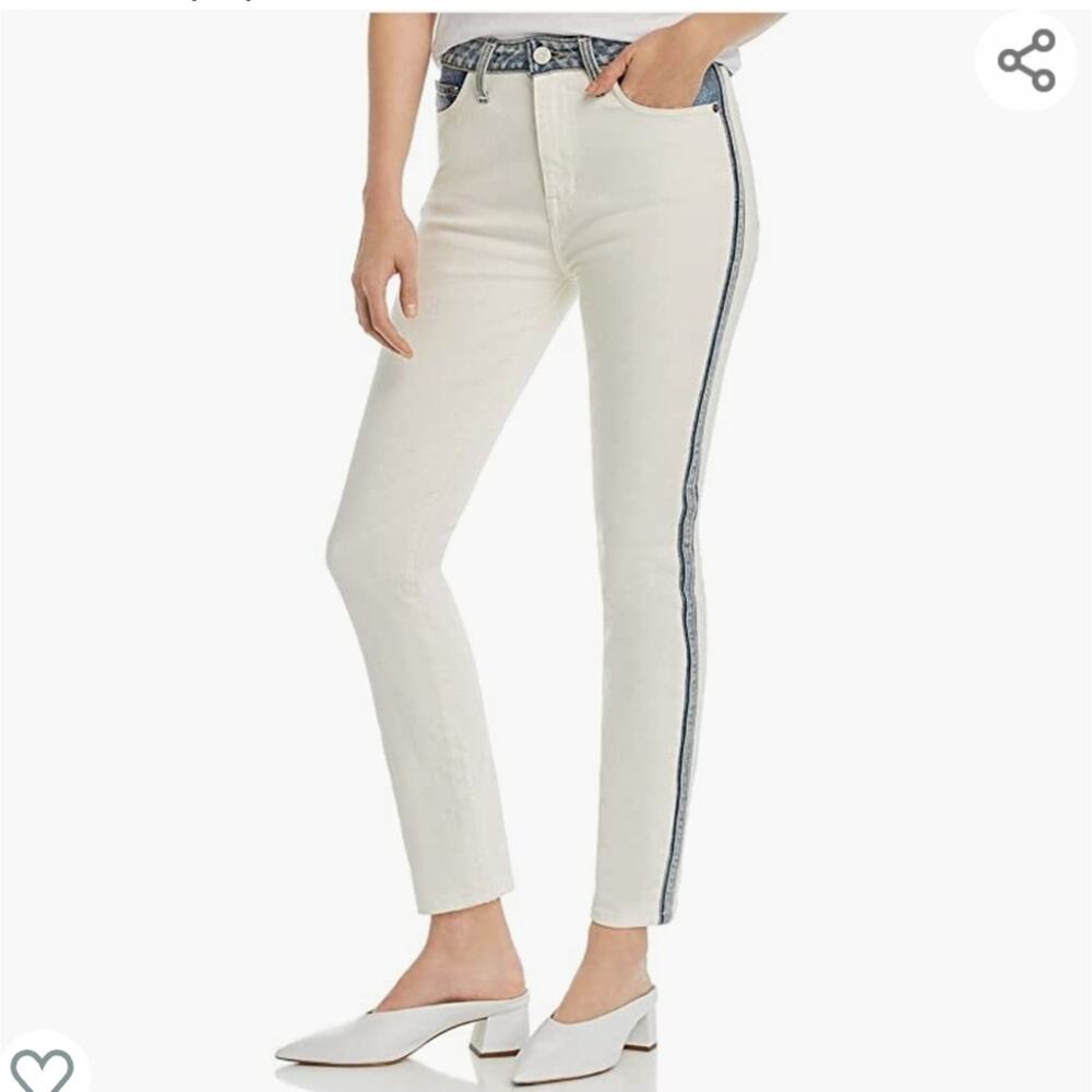 Joie Jeans Size 23 Gracelyn Skinny Borderline White Blue Denim Contrast Seam
